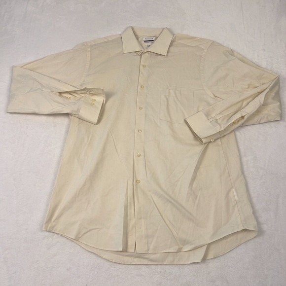 Van Heusen Men's Button Down Shirt 16 1/2 Yellow Regular Fit‎ Long Sleeve - Picture 1 of 5